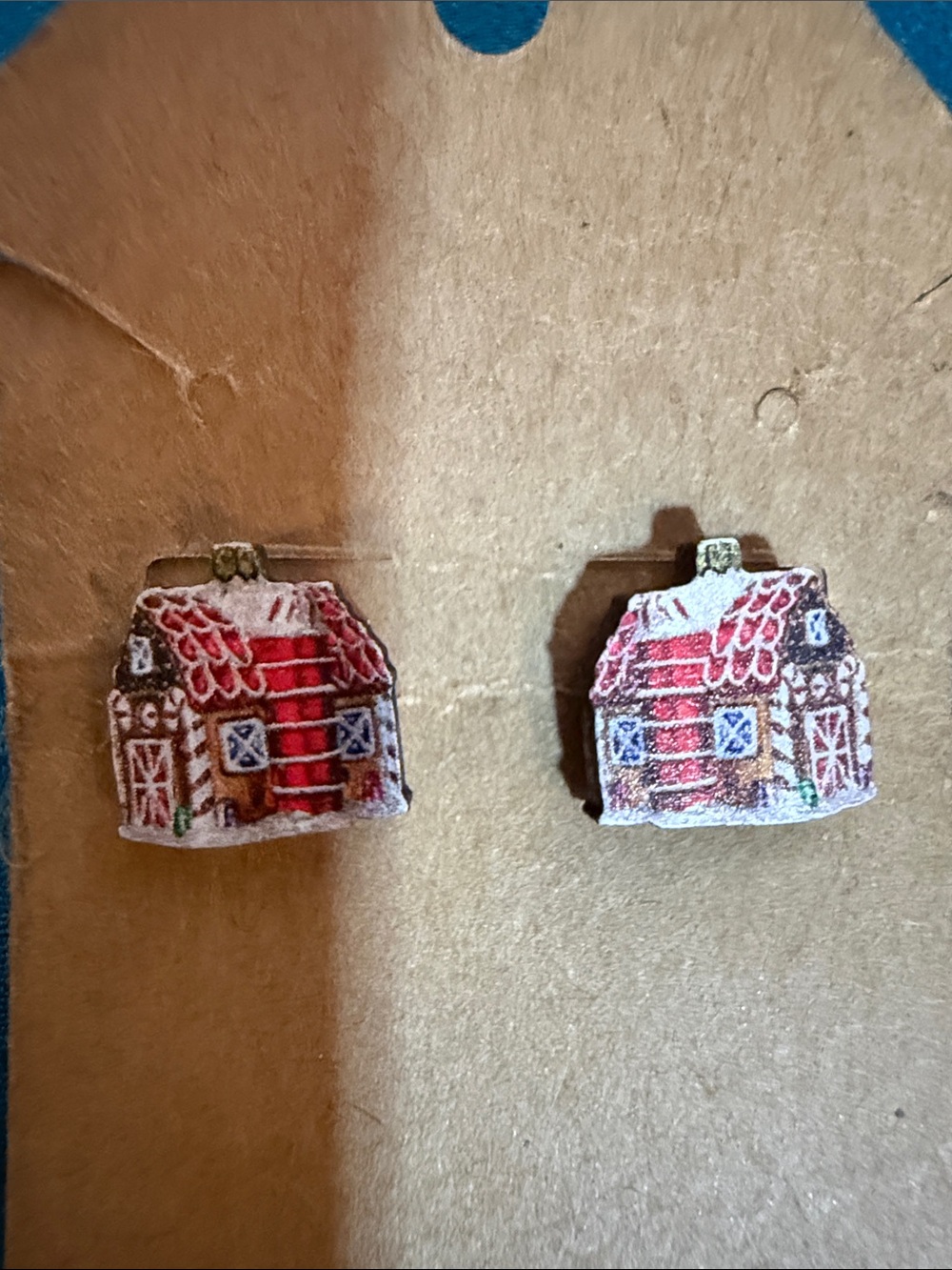 Hand-Painted Red Cottage Earrings